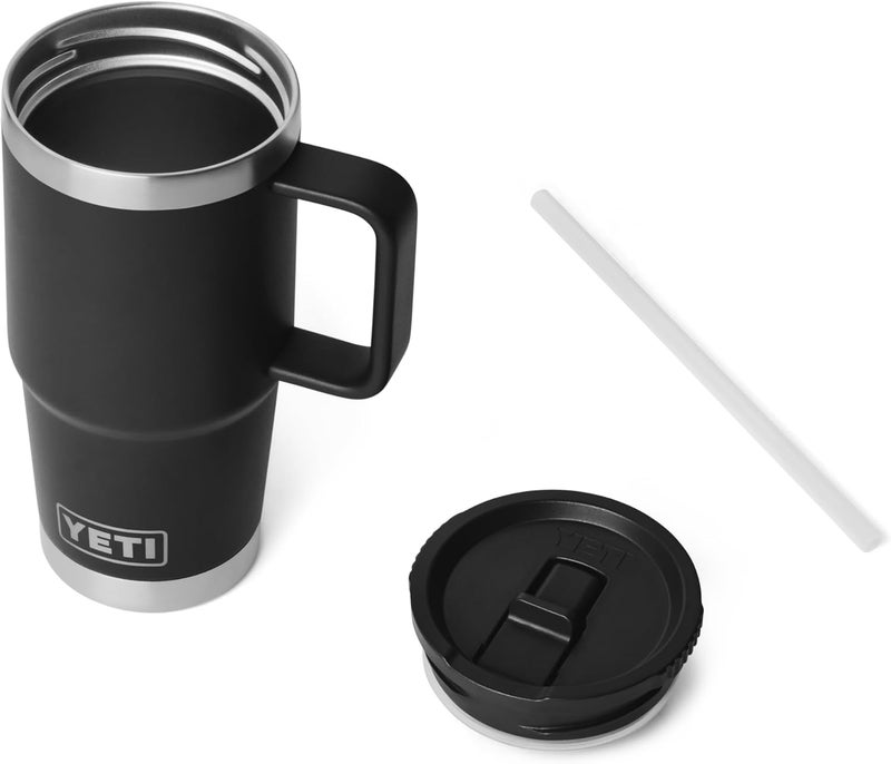 YETI كوب السفر رامبلر سعة 20 أونصة مع غطاء قشة قابل للطي - فولاذ مقاوم للصدأ، معزول بالفراغ، مقاوم للتسرب، مناسب لحامل الأكواب - Image 2